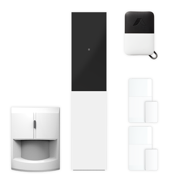 Abode Smart Security Kit DIY Security System with motion sensor, keyfob, and two door/window sensor